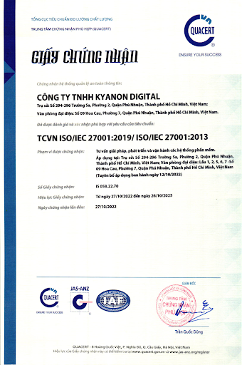 Kyanon Digital nhận chứng chỉ ISO 27001:2013 2