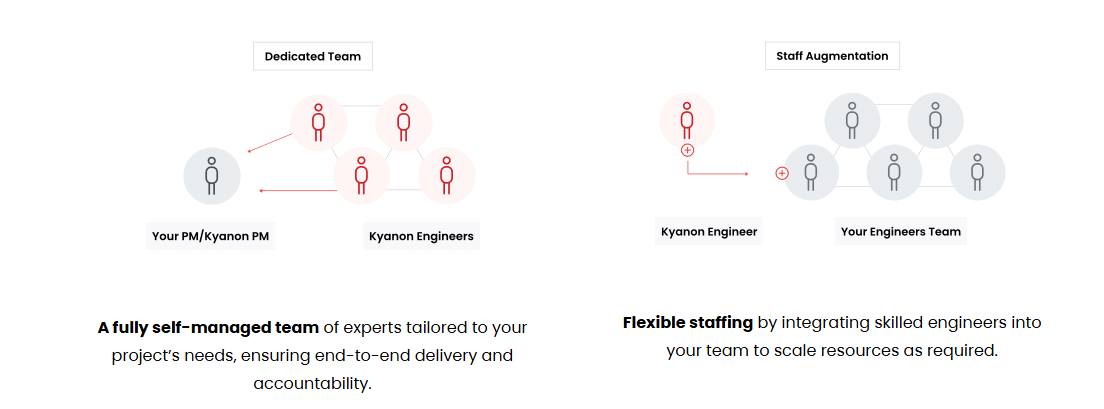 Typical structure of a dedicated software development team