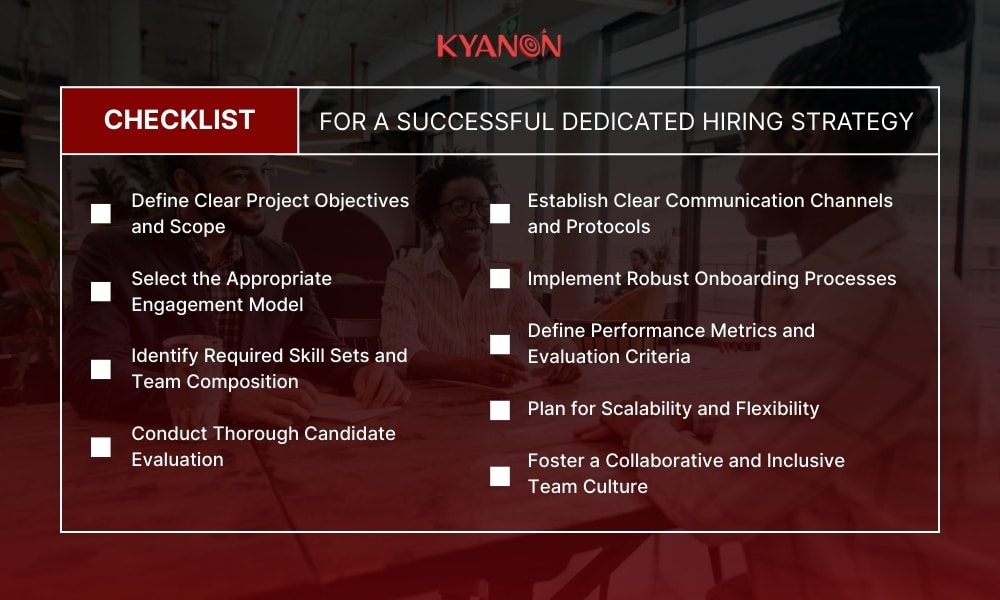 Hiring strategy checklist for a dedicated team