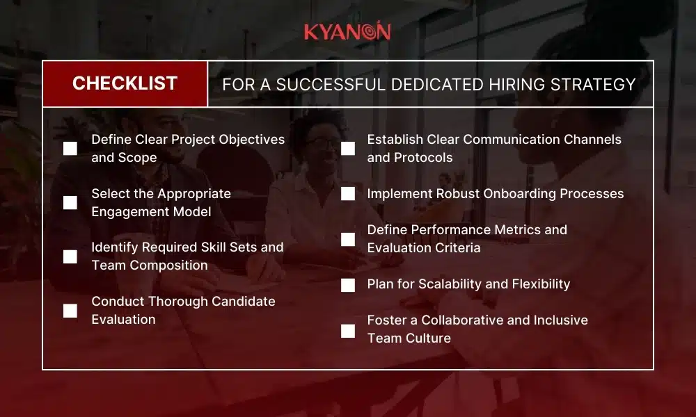Hiring strategy checklist for a dedicated team