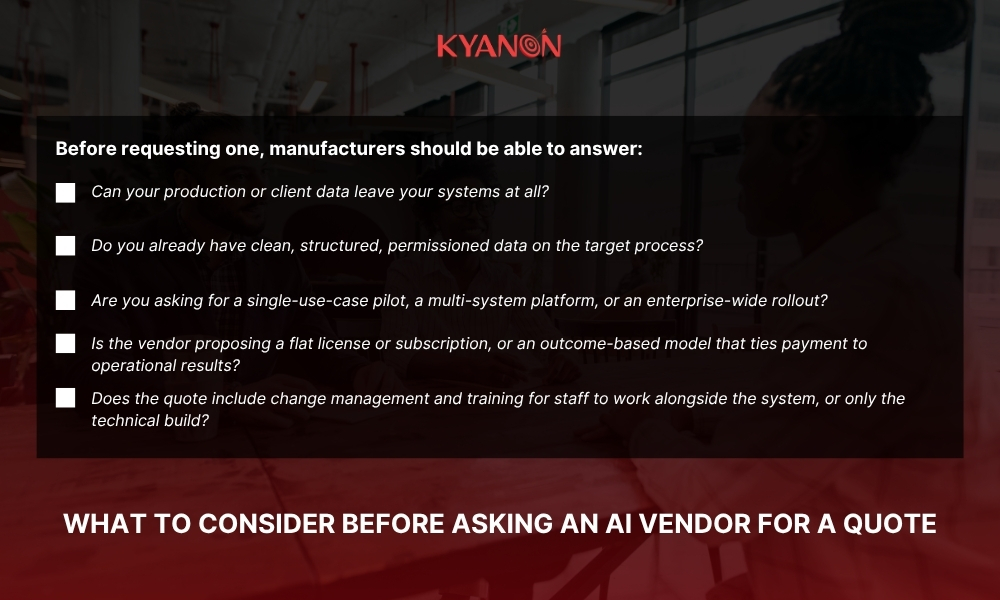 What to consider before asking an AI vendor for a quote